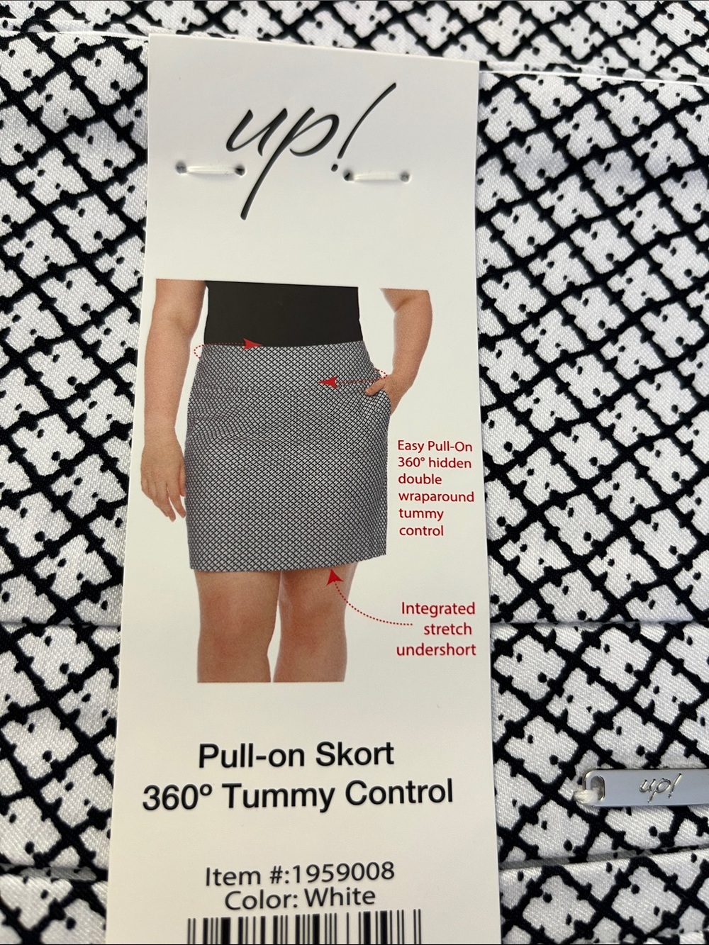 up! White Pull-On Mini Skort with Integrated Stretch Undershort